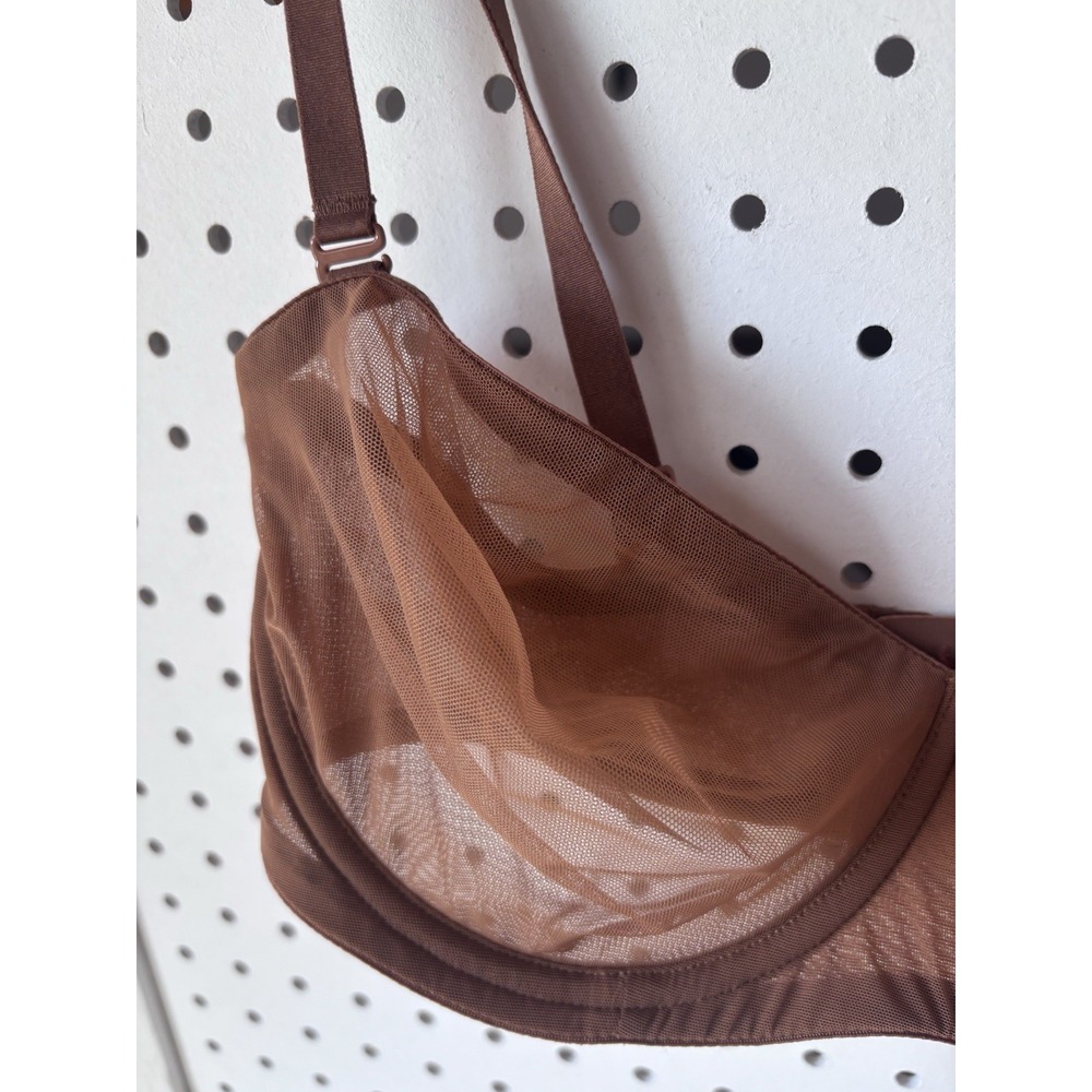SKIMS Ultra Fine Mesh Underwire Bra Brown Women's 34DD Adjustable Straps - Picture 2 of 10